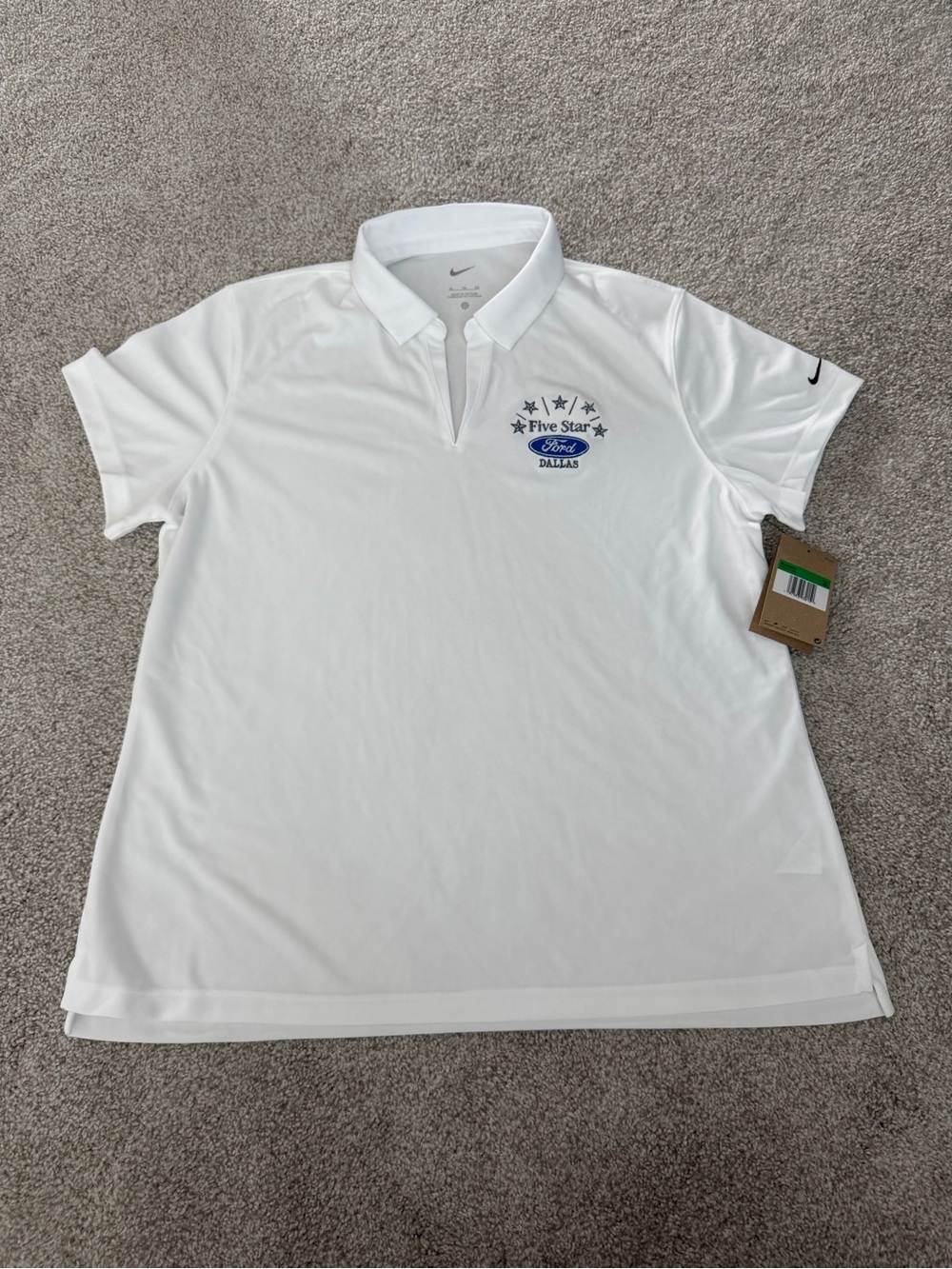 Nike White Women's Polo with Embroidered Five Star Logo